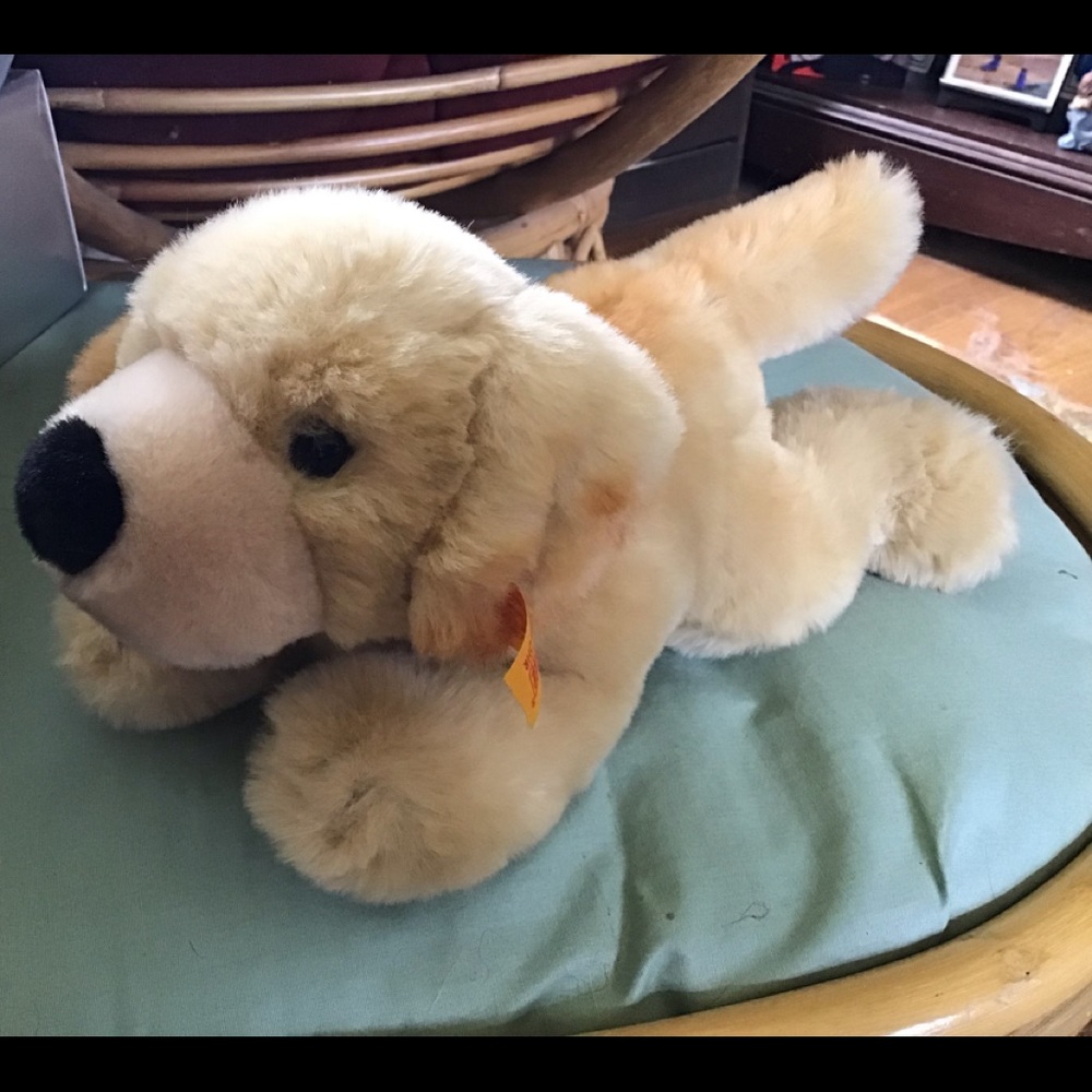 Steiff Yellow Lab, AKC, red color, FAO Schwartz”